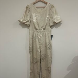 Lulu's Floral‎ Cream Jumpsuit: wedding party wedding alternative size L NWT